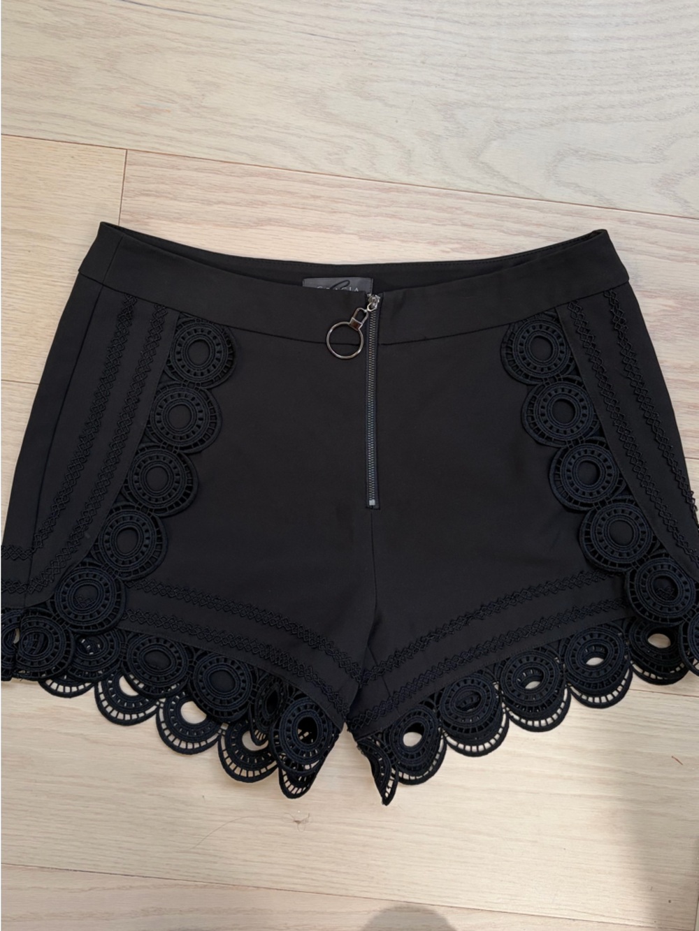 Gracia Black High-Waist Lace-Trim Shorts